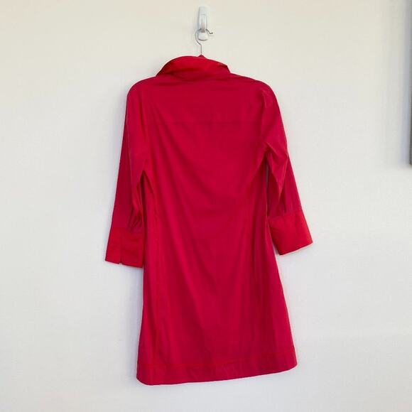 MISSING Elie Tahari Red Belted Shirt Dress - Picture 6 of 8